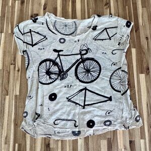 Bicycle Print Women's Top - Black on Cream